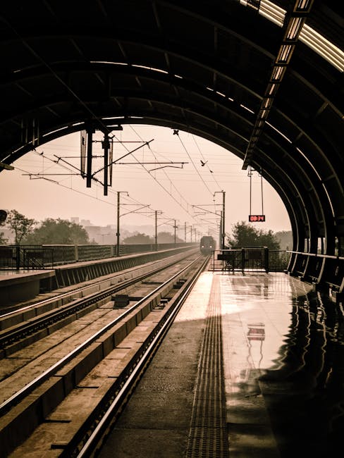 Circumvesuviana train station Naples platform sunrise