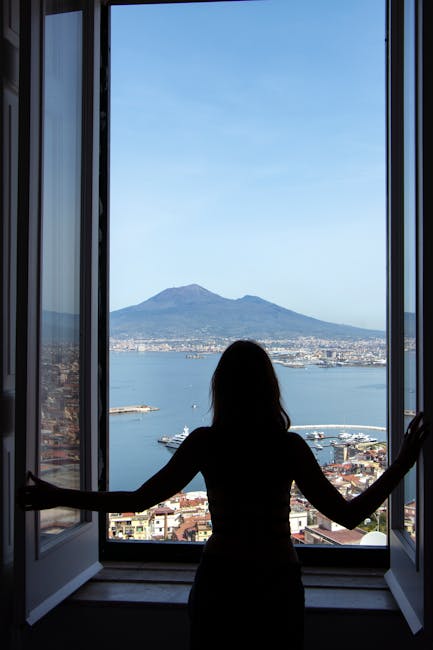 Mount Vesuvius bay view sunny