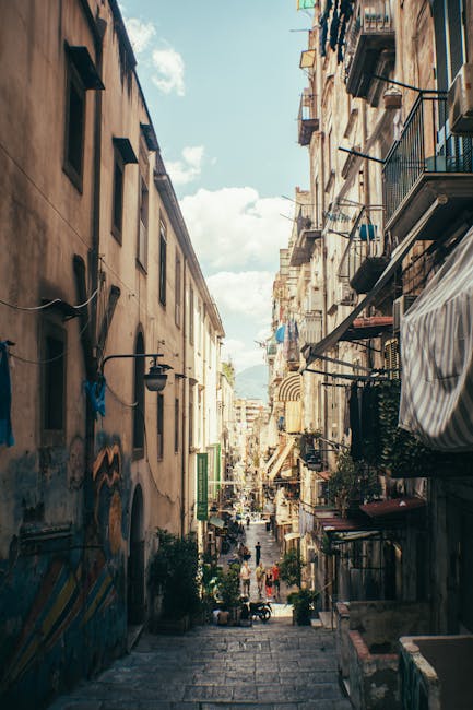 Naples historic street afternoon light