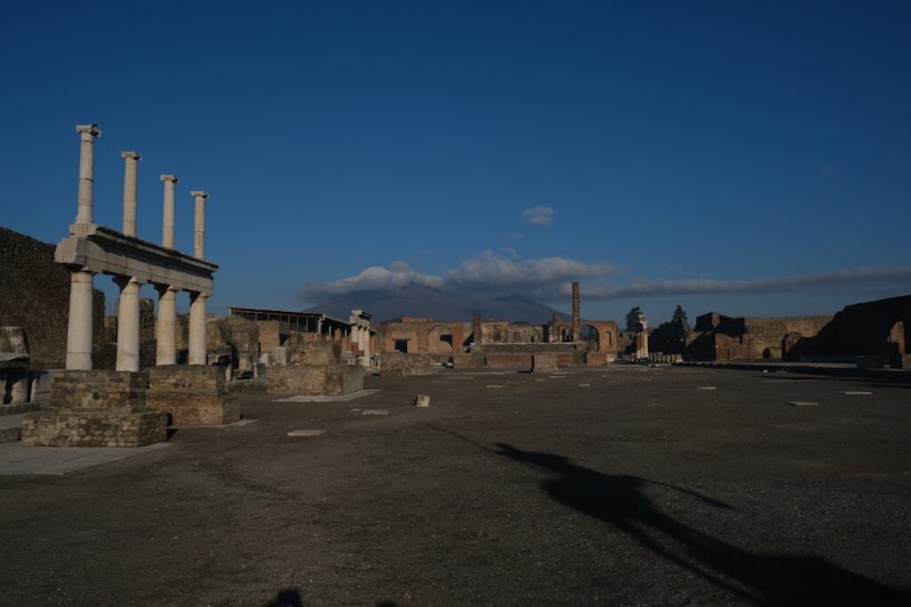 Pompeii ruins early morning sunlight