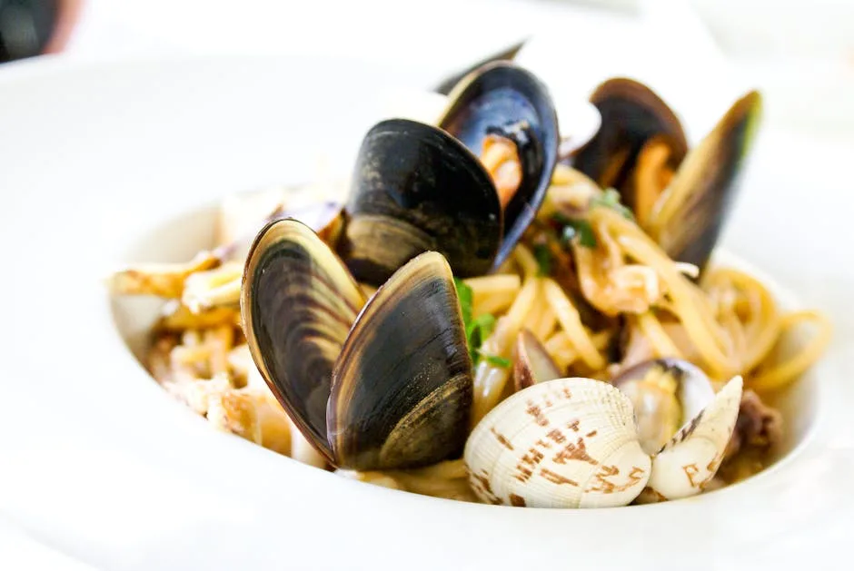 Seafood pasta with mussels and clams, a Naples coastal specialty
