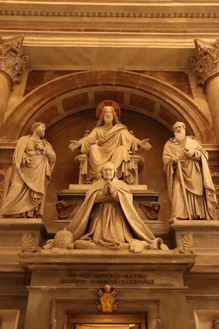 Marble religious sculptures on ornate altar inside a Naples church